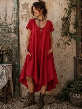 Free Spirit Oversized Lagenlook Maxi Dress | Boho Cottagecore Artsy | XL-2X